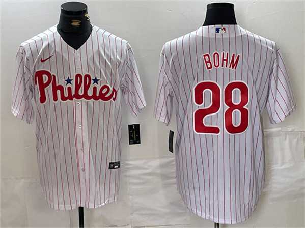 Men%27s Philadelphia Phillies #28 Alec Bohm White Cool Base Stitched Jersey